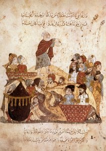 Abou Zayd predicando para una caravana de peregrinos, de Maqamat por Al Hariri, c.1240